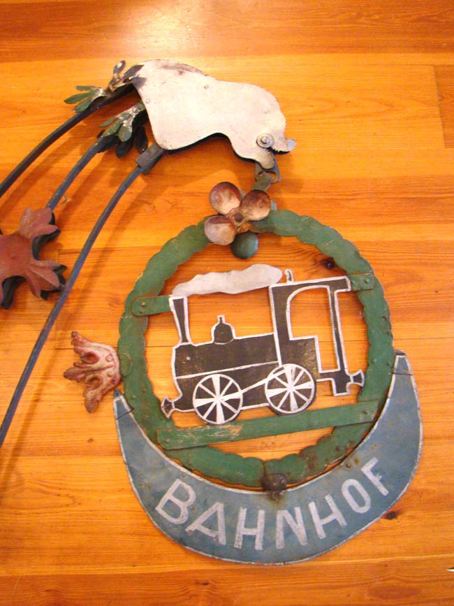 A late 19th century European wrought iron hanging sign from a railroad station — image 3